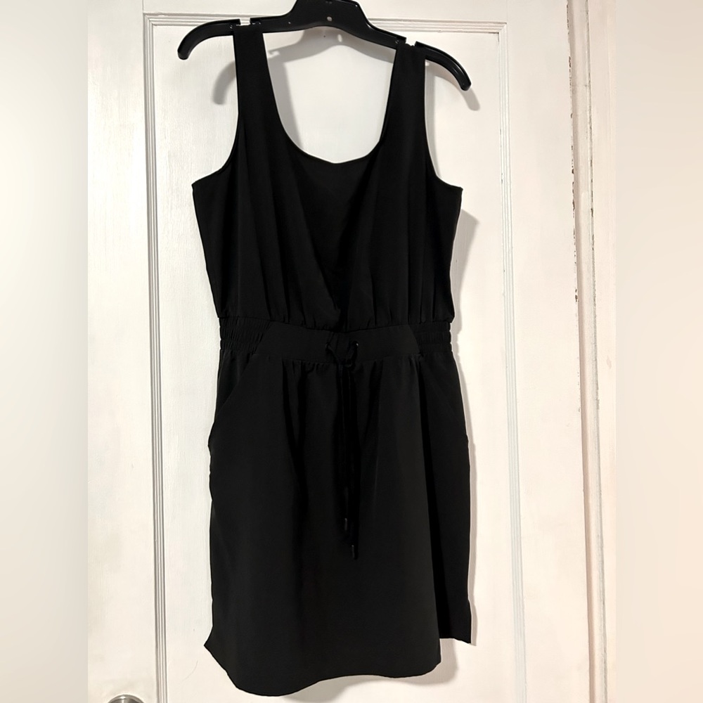 Calia Women’s Medium Black Tank Dress with draw string waist tie.